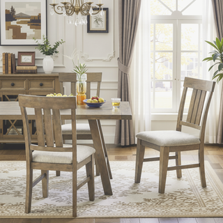 Sunvega Country-Inspired Solid Wood Dining Table with Metal Stretchers Seats 6