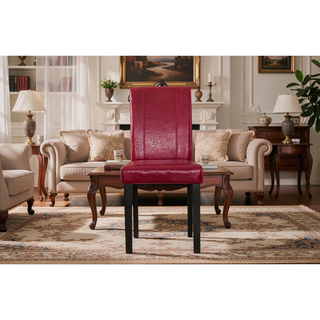 Sunvega Urban Style Leatherette Padded Parson Chair with Solid Wood Legs, Set of 2