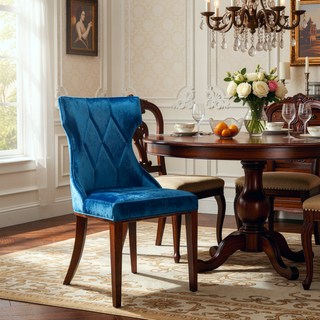 Sunvega Set of 2 Gray Traditional Dining Chairs with Luxurious Velvet Upholstery