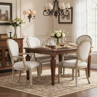 Sunvega Modern Light Oak Finish Wooden Side Chairs with Chenille Upholstery Set of 2
