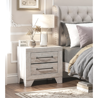 Sunvega Modern Nightstand with 2 Dovetail Drawers in Dusty Gray Oak Finish