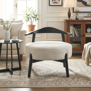 Sunvega Modern Upholstered Accent Chair with Solid Birch Legs for Living Room
