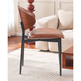 Sunvega Italian Mid-Century Modern Dining Chairs Set of 2 with PU Leather Seating