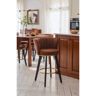 Sunvega 360 Swivel Counter Stools Set of 2 with Upholstered Backs and Goldy Footrest