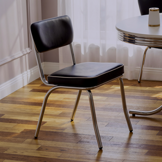 Sunvega Black and Chrome Upholstered Side Chairs with Padded Seat and Curved Legs