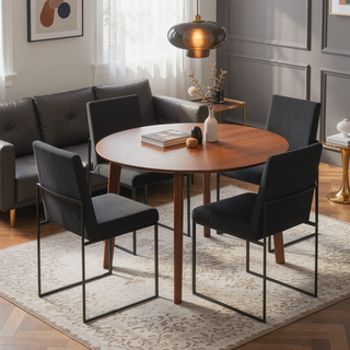Sunvega Fuji High Back Contemporary Dining Chair with Black Steel Frame and Velvet Upholstery