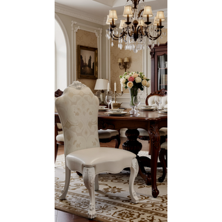 Sunvega Ivory and Bone White Side Chair Set with Claw Legs and Tufted Back
