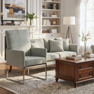 Sunvega Modern Open Industrial Design Velvet Upholstered Dining Chair for Living Room