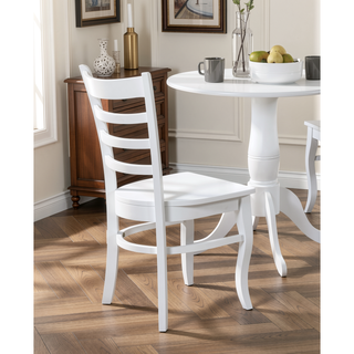 Sunvega White Finish Wooden Ladder-Back Dining Chairs Set of 2