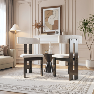 Sunvega Modern PU Leather Dining Chairs with Solid Wood Legs for Family Kitchen
