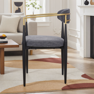 Sunvega Modern Upholstered Dining Chairs with Gold Accent Iron Frame Set of 2