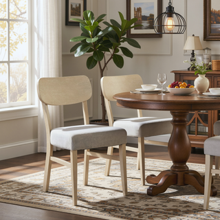 Sunvega 2pc Gray Transitional Side Chair with Padded Seat and Tapered Legs