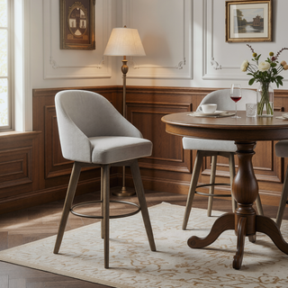 Sunvega Swivel Counter Stool with Medium High Back and Metal Ring Footrest