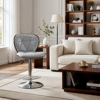 Sunvega Adjustable Height Swivel Barstool with Faux Leather Upholstery Set of 2