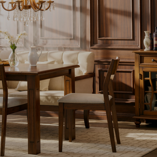 Sunvega Dark Brown Modern Dining Chair Set with Beige Fabric Upholstered Seats