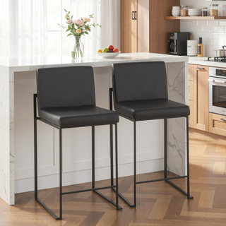 Sunvega Modern Faux Leather Upholstered High Back Counter Stool with Padded Seat and Backrest