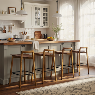 Sunvega 26.5 Inch Modern Minimalist Low Back Wood Counter Stool in Dark Brown Walnut