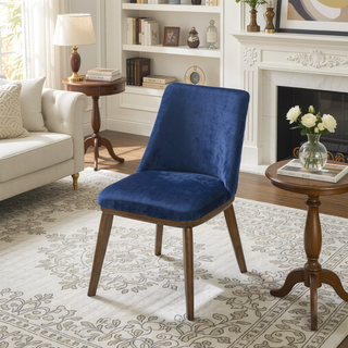 Sunvega Mid-Century Modern Navy Blue Velvet Dining Chair Set of 2