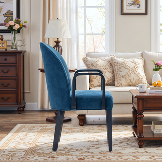 Sunvega Modern Leatherette and Velvet Upholstered Dining Armchair for Dining Room