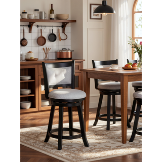 Sunvega Contemporary Swivel Pub Stools with Upholstered Seat and Footrest