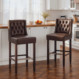 Sunvega Modern Minimalist Bar Stool with Metal Legs and High Density Fabric Seat