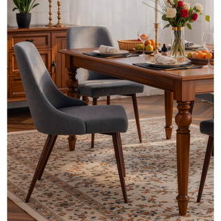 Sunvega Modern Upholstery Dining Chairs Set of 2 with Plush Foam and Wooden-Print Legs