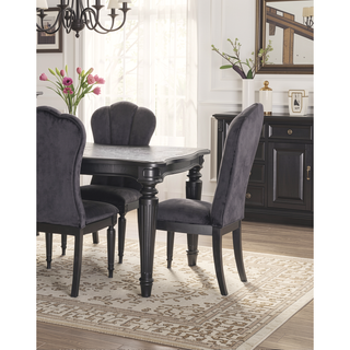 Sunvega Glam Style 2pc Side Chair with Upholstered Seat and Fluted Legs for Dining Room