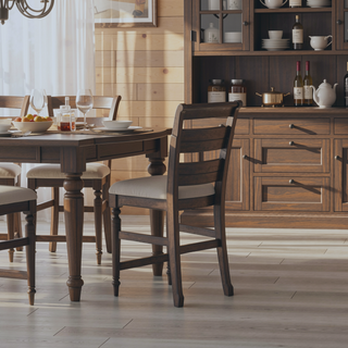 Sunvega Dark Chocolate Finish Ladderback Counter Stool with Polyester Upholstered Seat