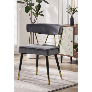 Sunvega Stylish Velvet Dining Chairs with Gold Trim and Padded Seat Set of 2