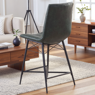 Sunvega Cool and Cozy Tufted Leatherette Counter Height Stools with Metal Base