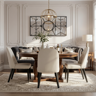 Sunvega Modern Upholstered Dining Chairs Set of 2 in Sand with Leatherette and Velvet