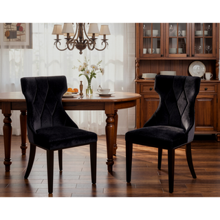 Sunvega Set of 2 Gray Traditional Dining Chairs with Luxurious Velvet Upholstery