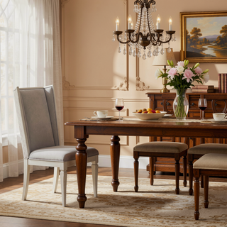 Sunvega Rustic Gray and Weathered White Finish Poplar Wood Dining Table With Leaf
