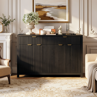Sunvega Modern Scandinavian Buffet Cabinet with Wave Design and Adjustable Shelves