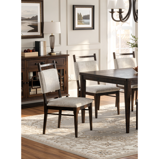 Sunvega Modern Dark Walnut Rubberwood Side Chairs with Upholstered Polyester Seat