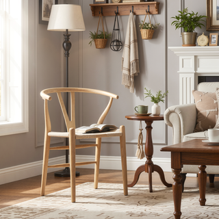 Sunvega Solid Ash Wood Wishbone Chairs with Hand Woven Paper Cord Seat