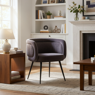 Sunvega Modern Velvet Upholstered Dining Chair with Gold Ring Seat for Dining Room