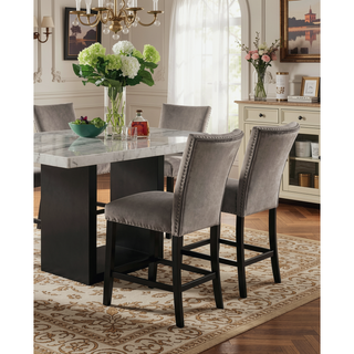Sunvega Gray Fabric Upholstered Dining Bench with Wire-Brushed Finish