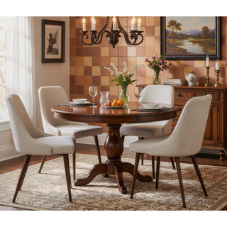 Sunvega Modern Upholstery Dining Chairs Set of 2 with Plush Foam and Wooden-Print Legs