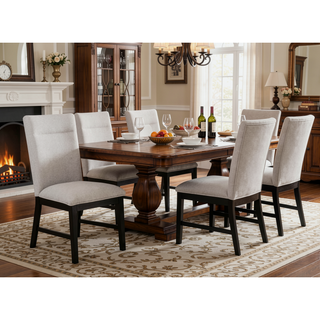 Sunvega 2pc Light Gray Upholstered Chairs with Soft Neutral Tone and Dark Finish Legs