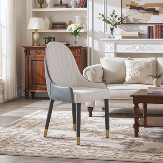 Sunvega Modern PU Leather Dining Chair with Solid Wood Legs and Ergonomic Seat