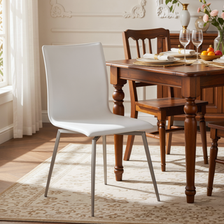 Sunvega Modern Upholstered Chair with Swivel Seat and Stainless Steel Base - Set of 2