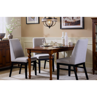 Sunvega Modern Upholstered Side Chairs with Light Gray Textured Fabric and Black Finish
