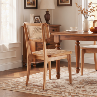 Sunvega Modern Industry Chic Cane Dining Chair Set of 2 for Dining Room