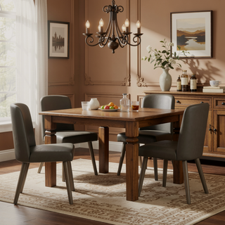 Sunvega Gray Synthetic Leather and Oak Finish Side Chair Set of 2