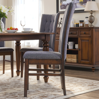 Sunvega Gray Upholstered Dining Side Chair with Soft Fabric and Sturdy Rubberwood Frame
