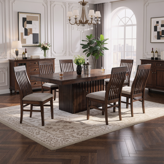 Sunvega Mango Oak Wood Dining Side Chairs Set of 2 with Foam-Padded Seats