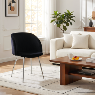 Sunvega Fran Contemporary Dining Chairs with Velvet Upholstery and Metal Legs Set of 2