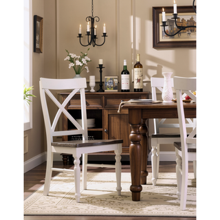 Sunvega Country Style Mocha and Antique White Dining Chairs Set of 2