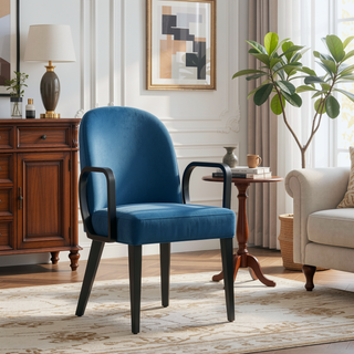 Sunvega Modern Leatherette and Velvet Upholstered Dining Armchair for Dining Room